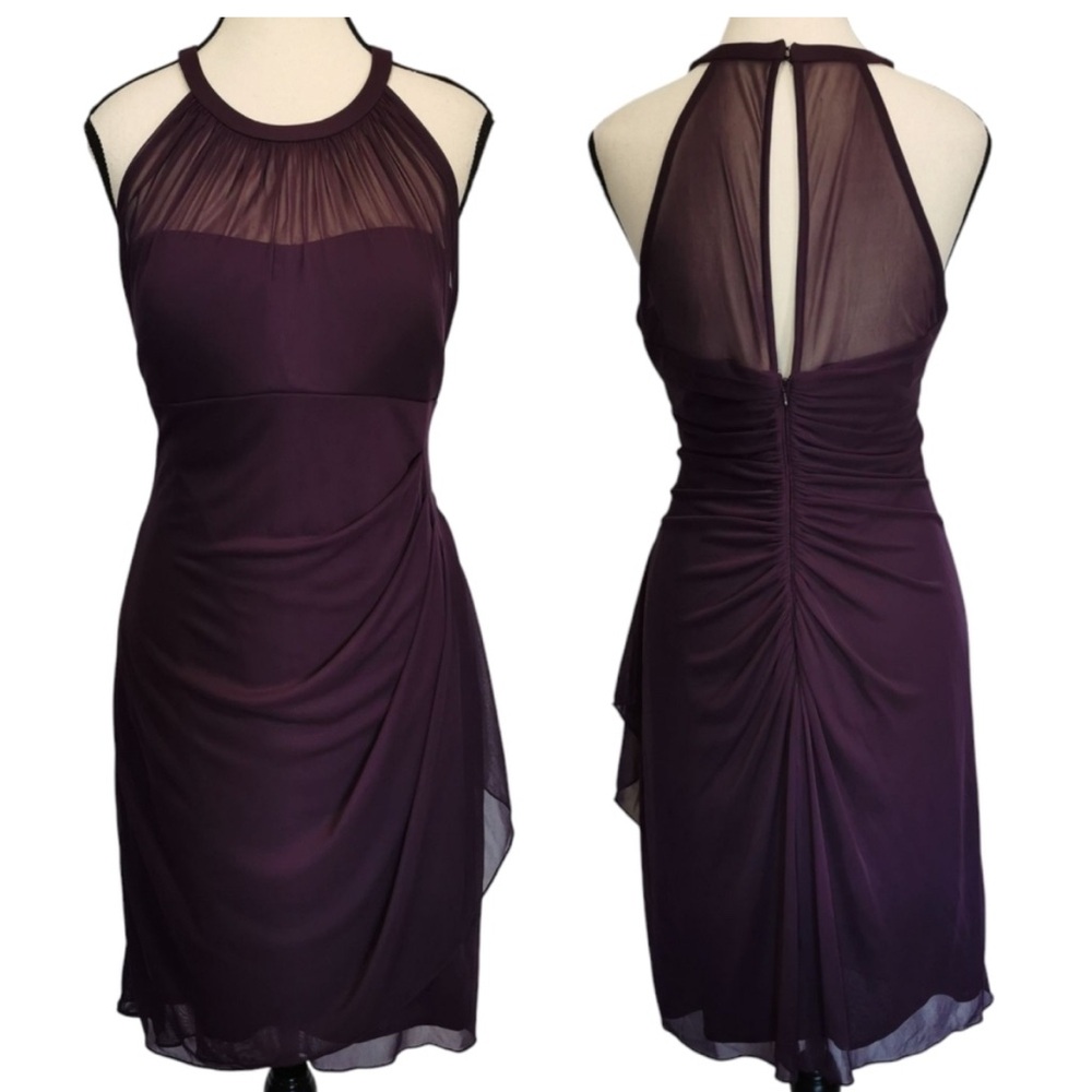 David's Bridal Deep Purple Midi Dress Size 10